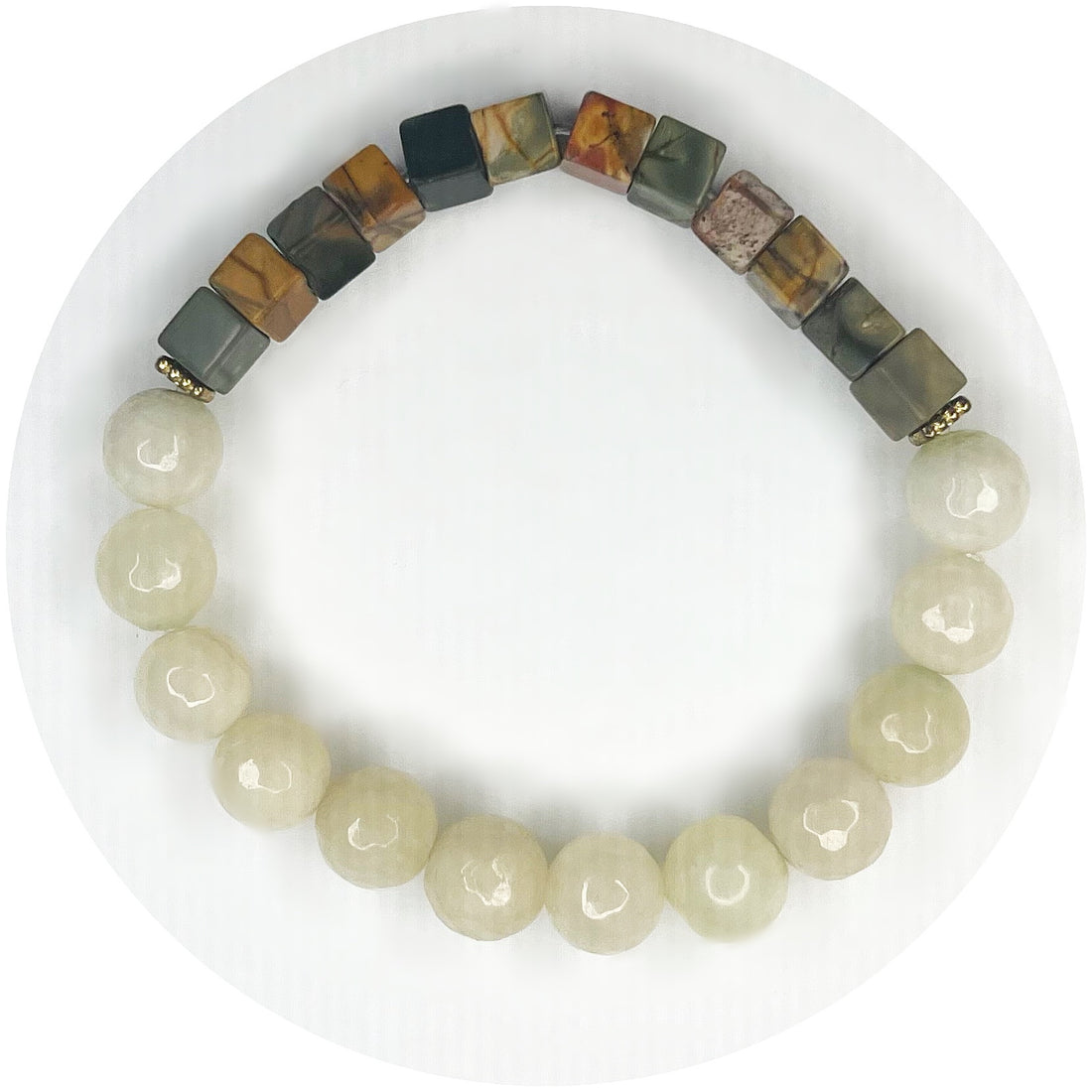 Milky Jade with Forest Jasper Cube Accent