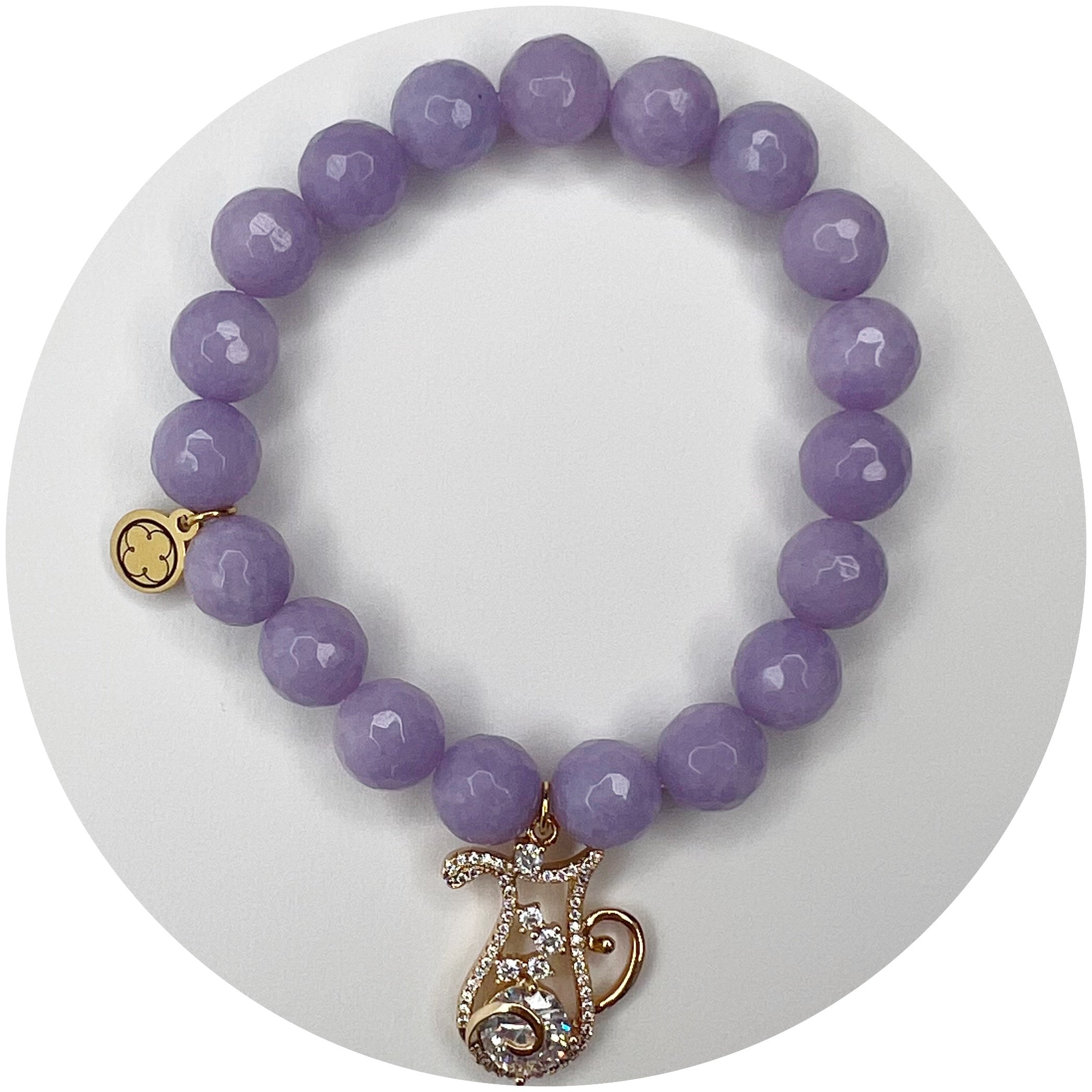 Lavender Jade with Aquarius Zodiac Pendant