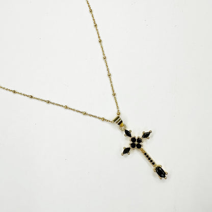 Black Pavé Cross Necklace