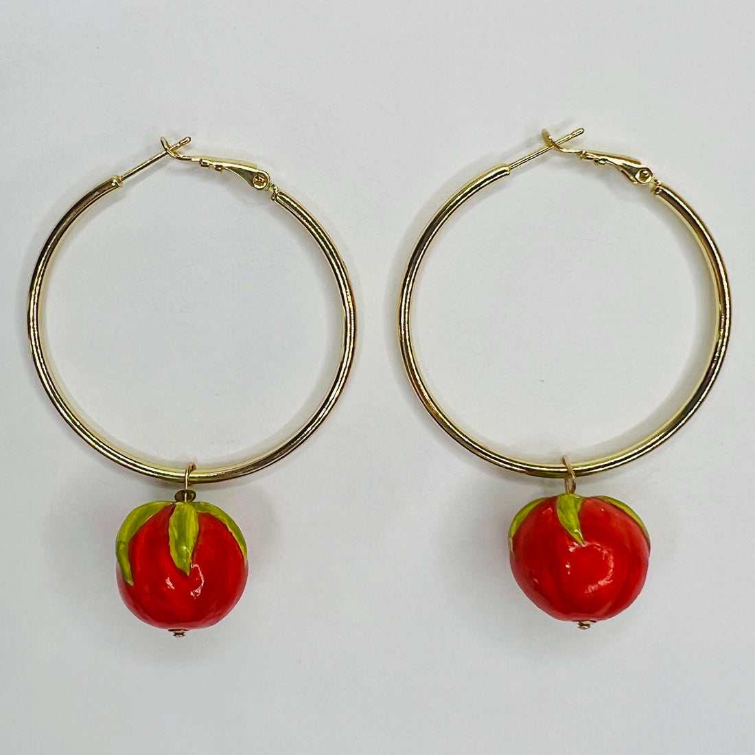 Tomato Ceramic Hoop Earrings
