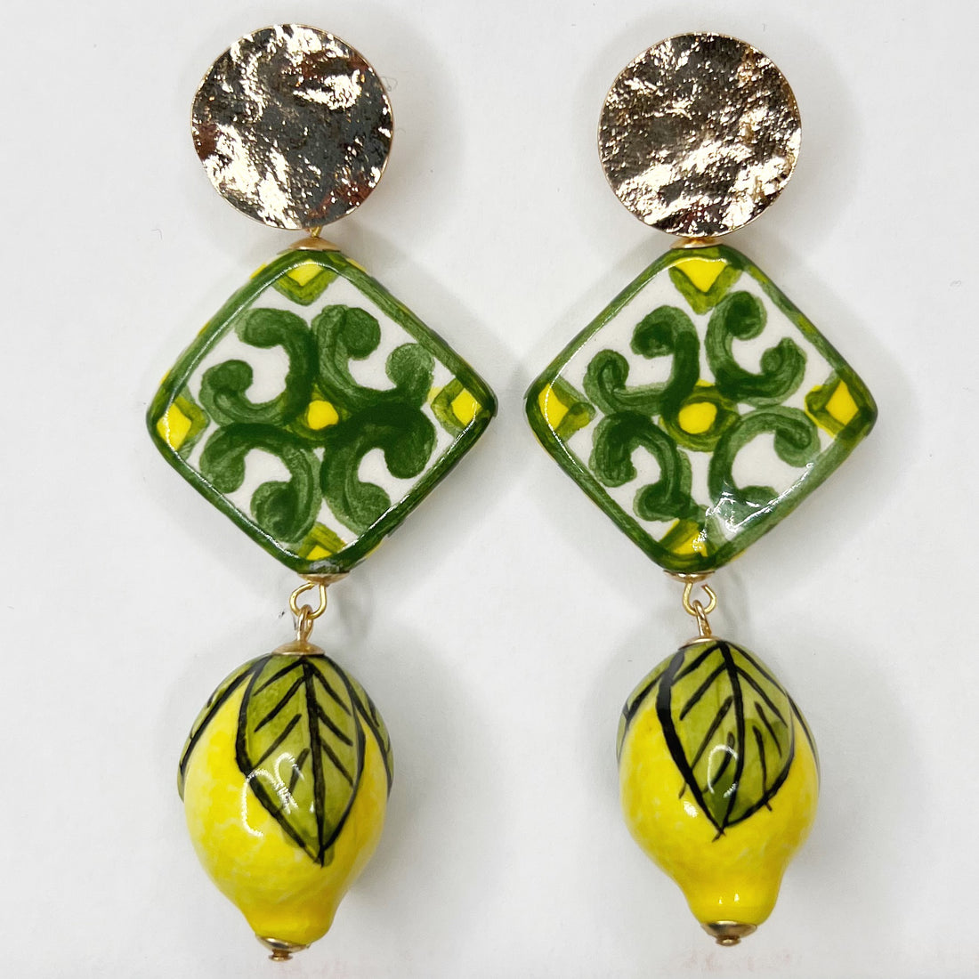 Verde Chiaro Tile Ceramic Drop Earrings