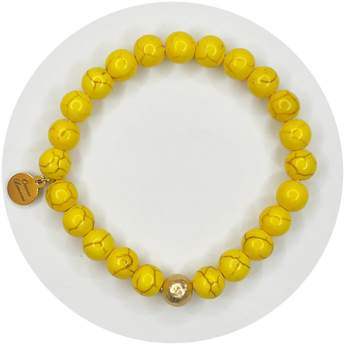 Yellow Howlite with Hammered Gold Accent