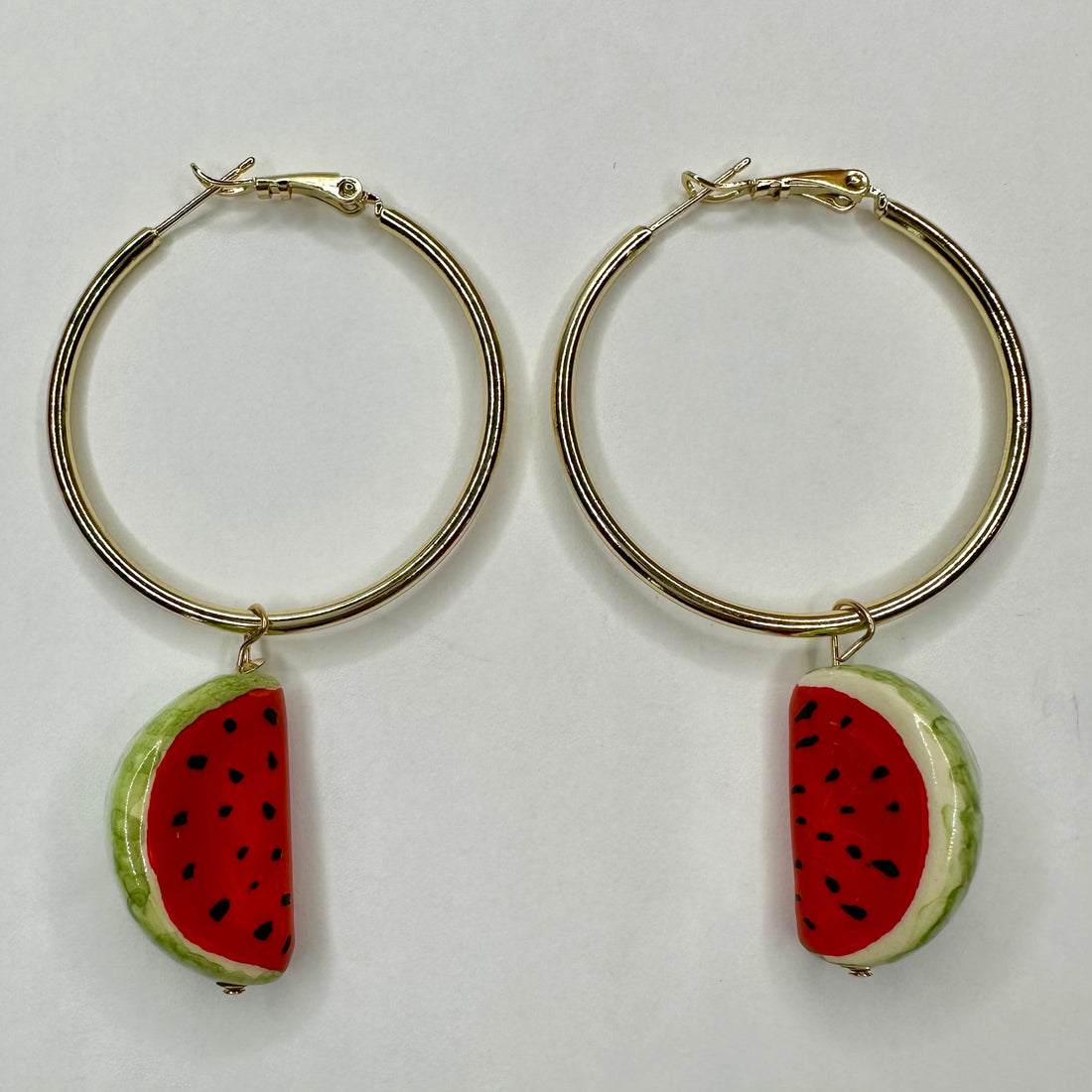 Watermelon Ceramic Hoop Earrings