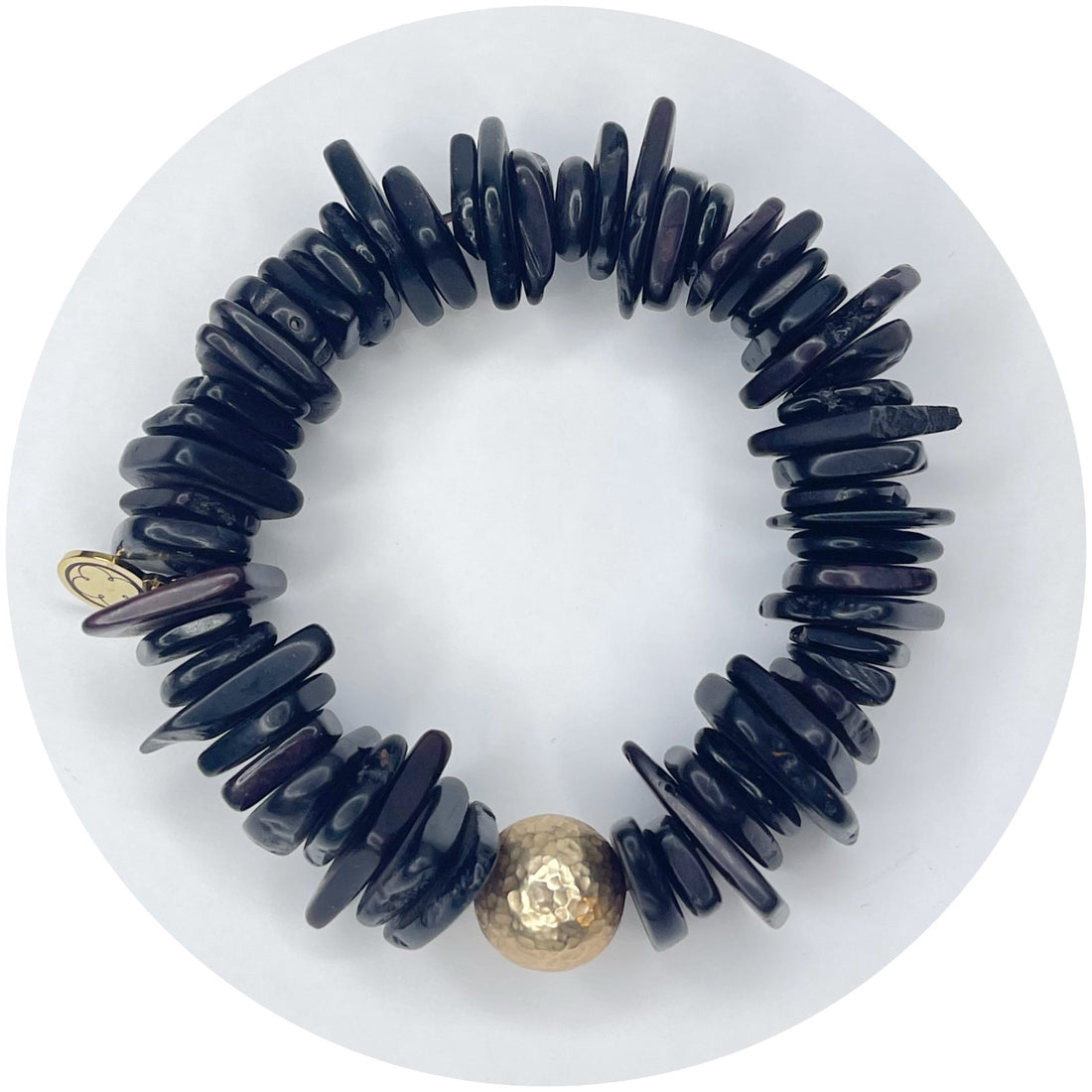 Black Howlite Slices with Hammered Gold Accent