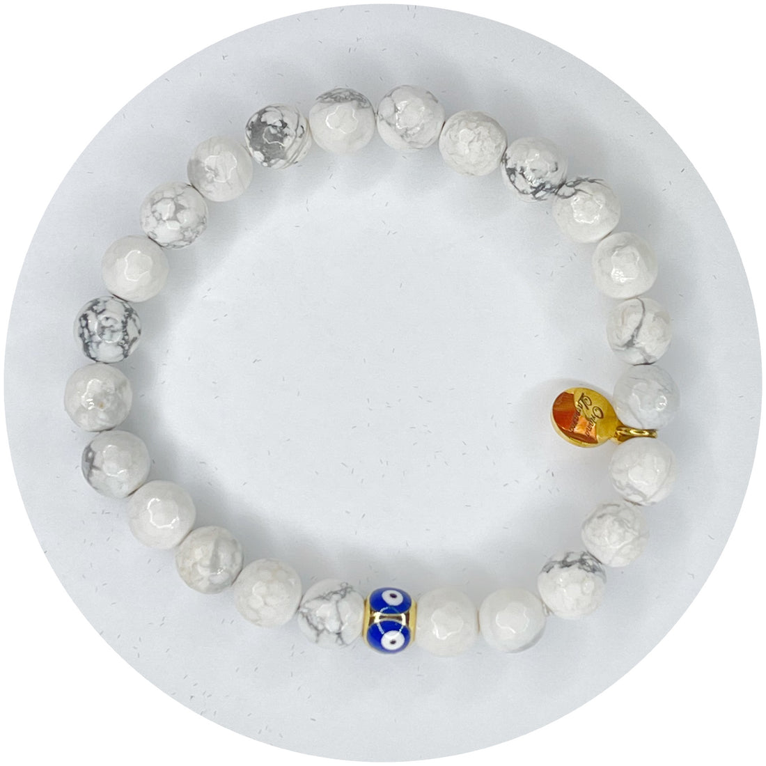 Mens White Howlite with Evil Eye Accent