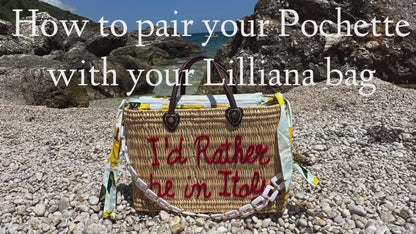 Lilliana Plain Blue Leather Handle Reed Bag