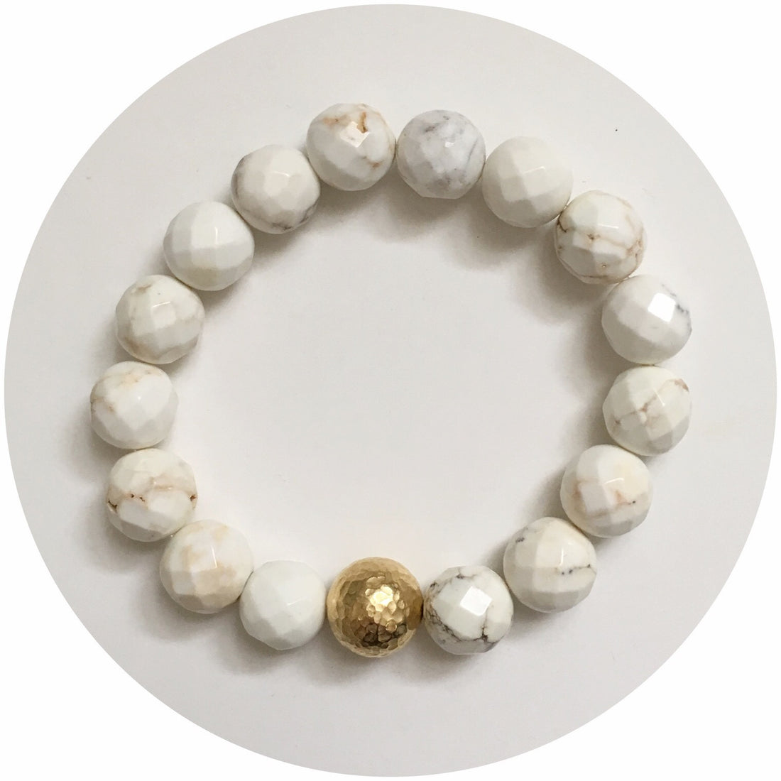 White Magnesite with Hammered Gold Accent - Oriana Lamarca LLC