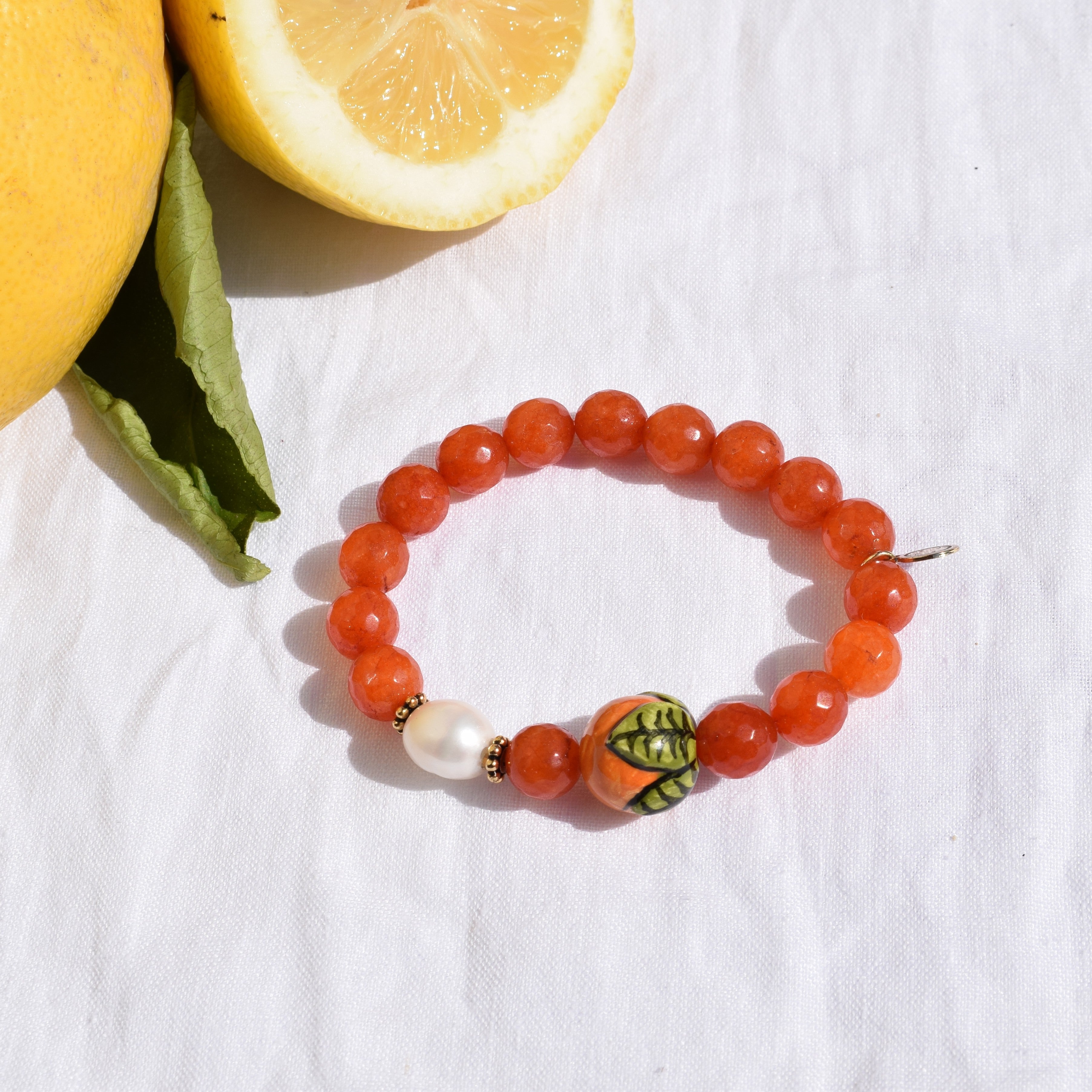 Orange Jade with Handpainted Orange - Oriana Lamarca LLC