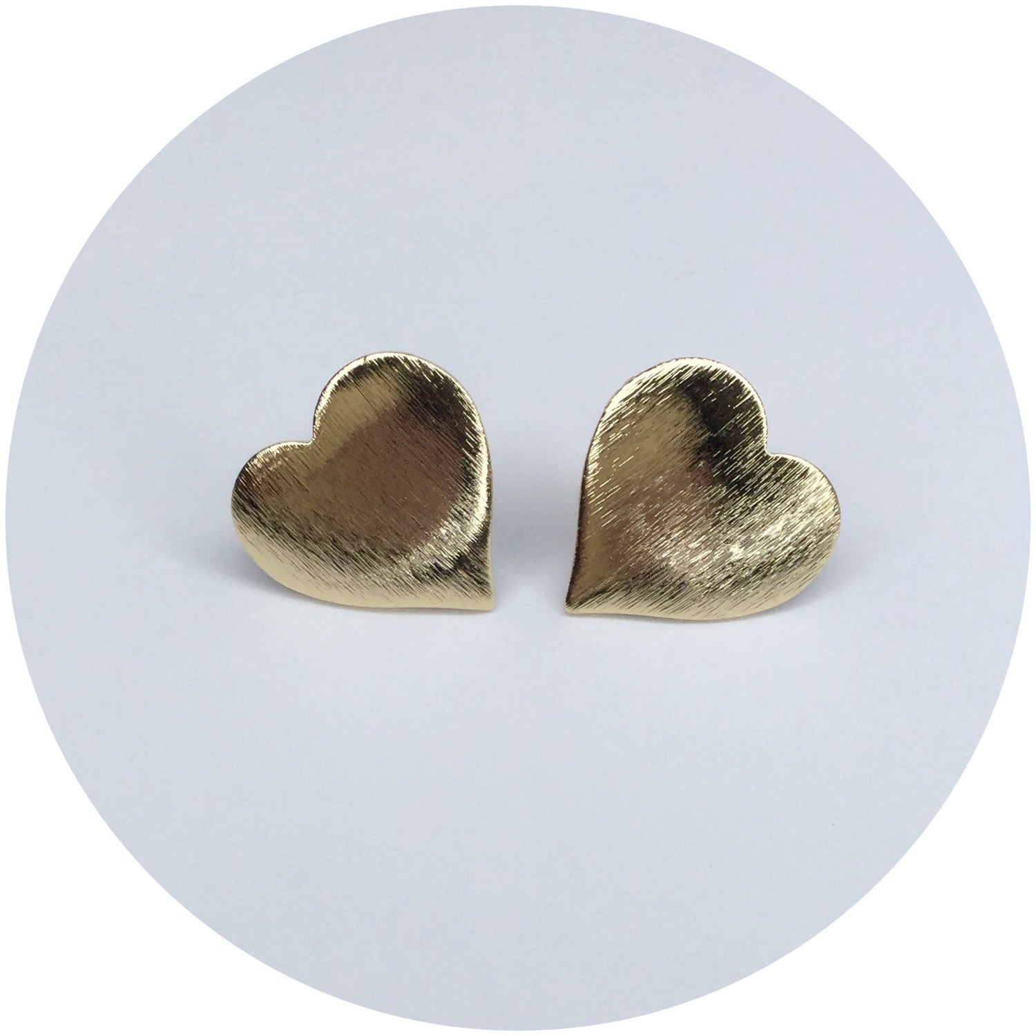 Brushed Gold Heart Stud Earrings - Oriana Lamarca LLC