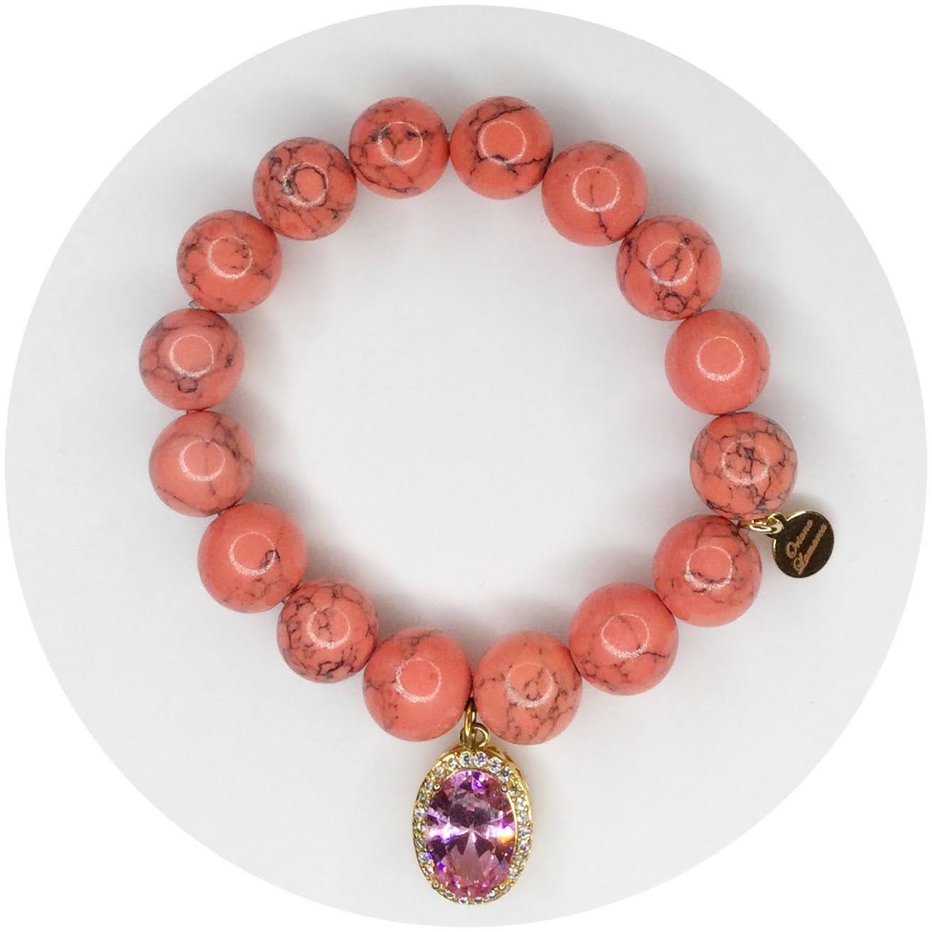 Coral Pink Howlite with Pavé Coral Hidden Gem