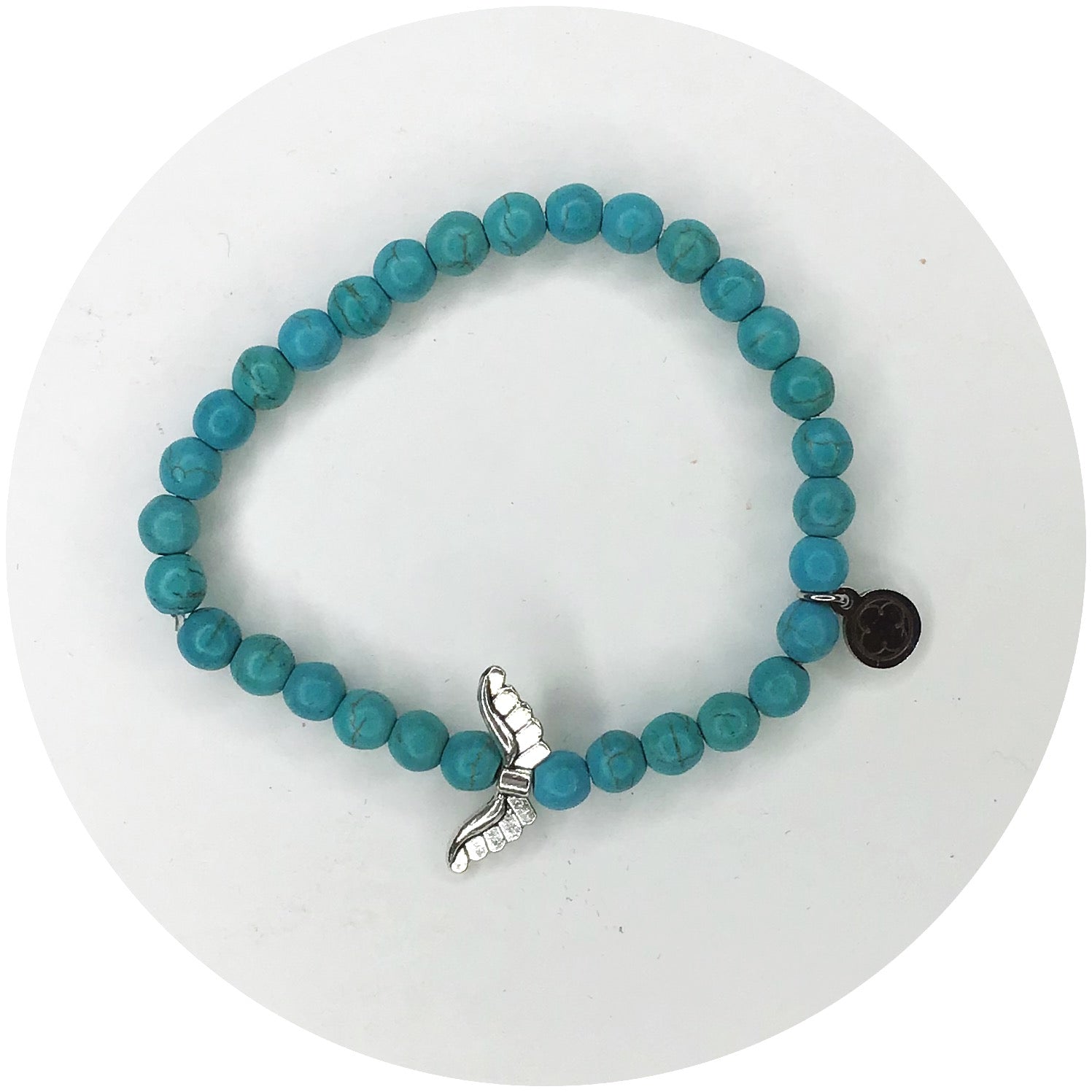 Matte Turquoise Magnesite with Silver Wings
