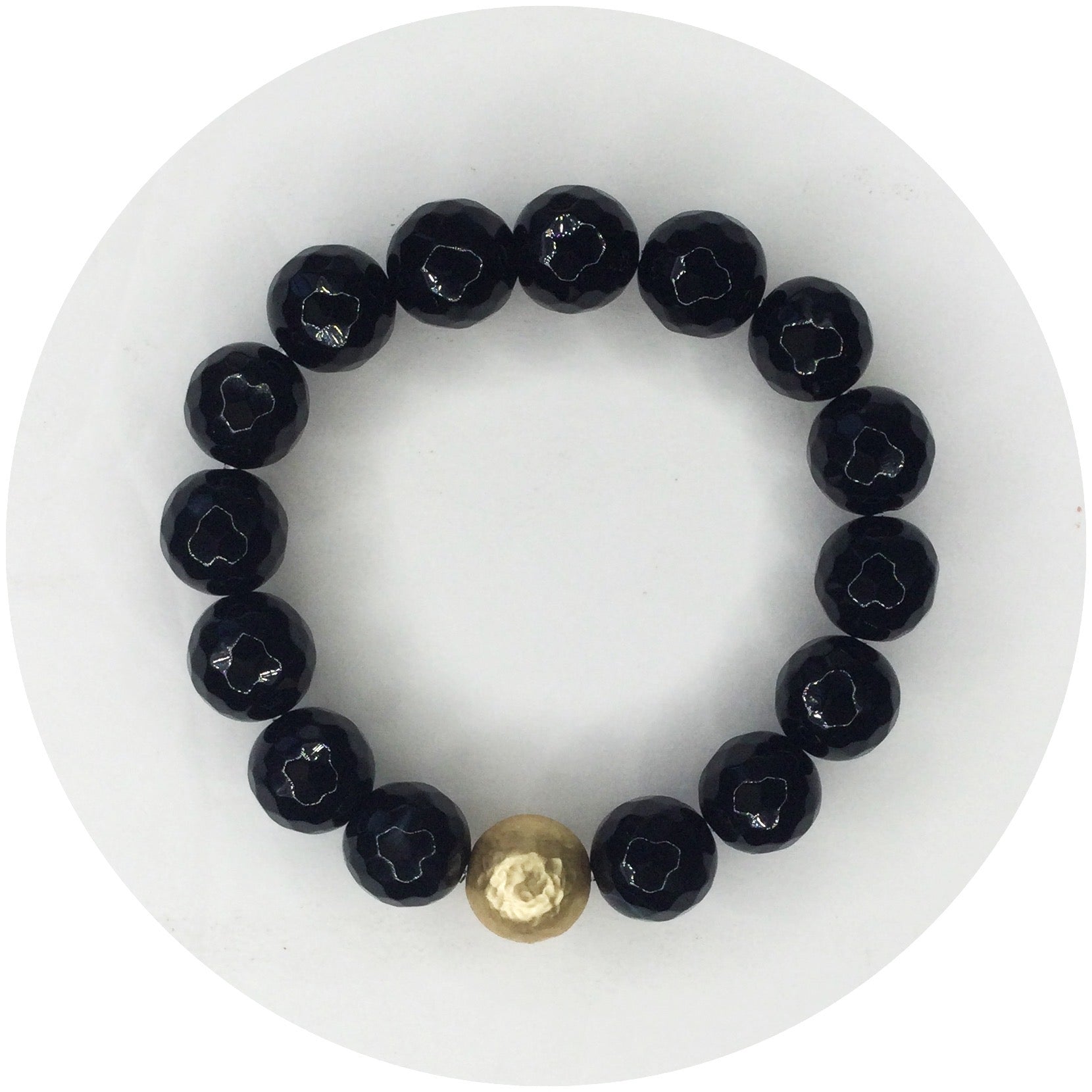 Black Onyx with Hammered Gold Accent