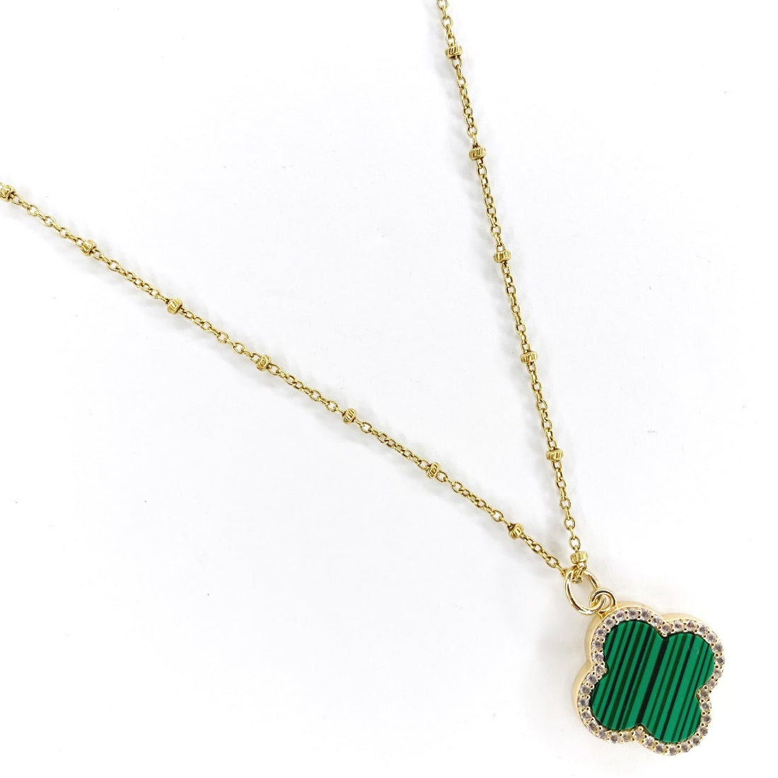 Green Malachite Clover Necklace