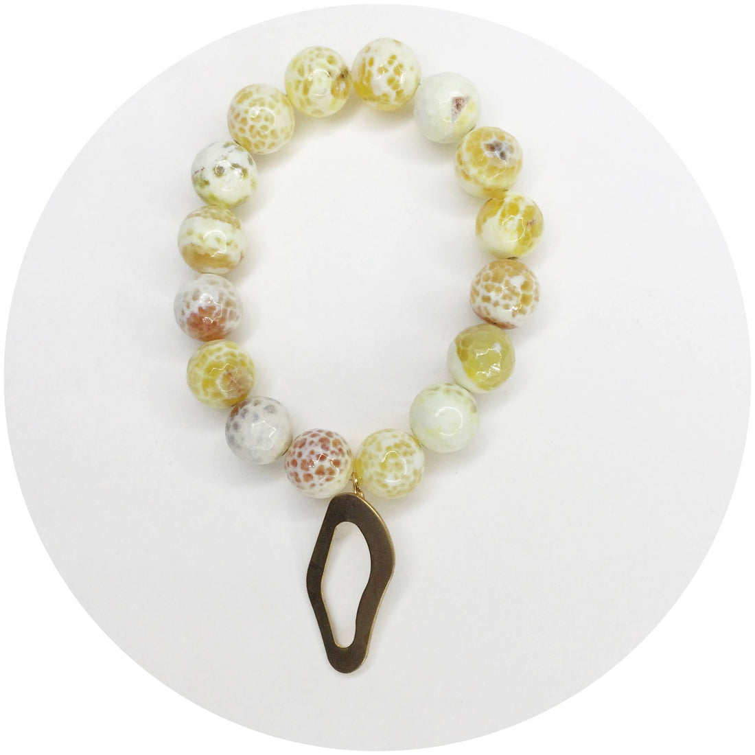 Yellow Agate with Wavy Oval Pendant