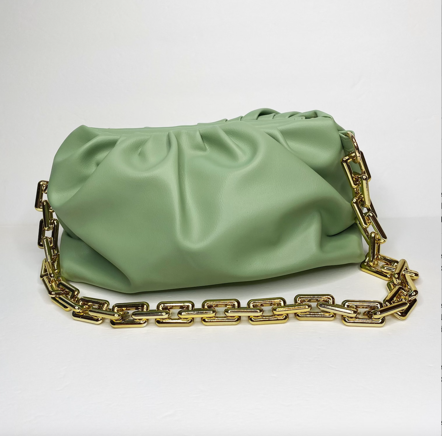 Felicia Mint Leather Pouch Handbag