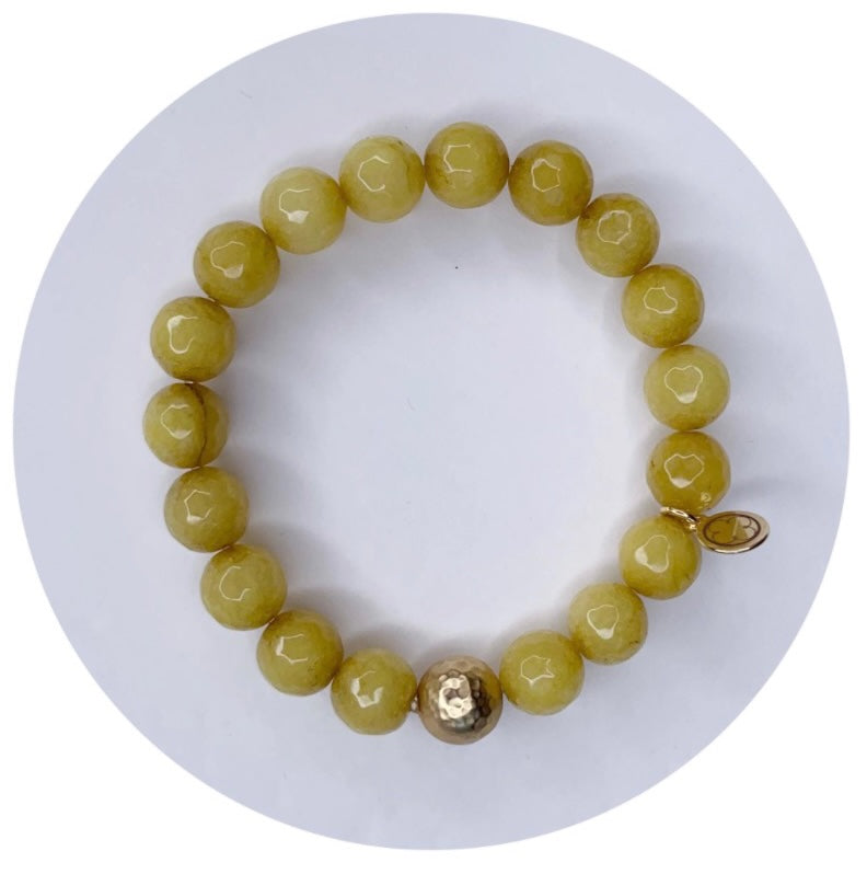 Celery Jade with Hammered Gold Accent