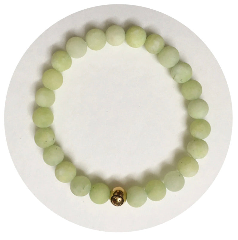 Mens Matte Lime Green Jade with Gold Accent