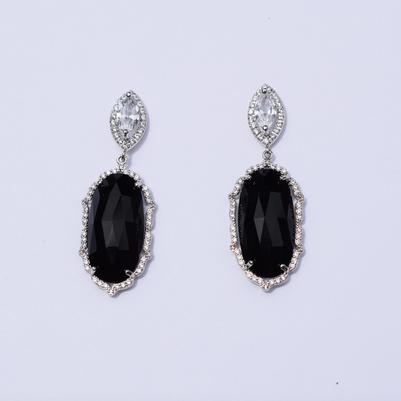 Camille Black Drop Silver Earring - Oriana Lamarca LLC