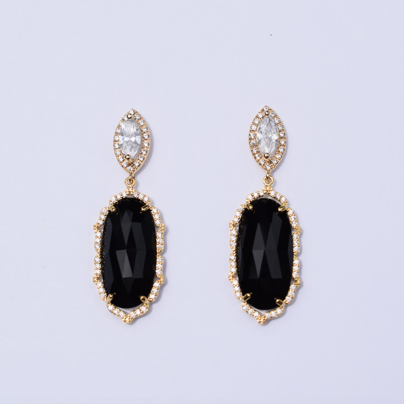 Camille Black Drop Gold Earring - Oriana Lamarca LLC