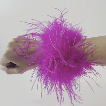 Magenta Natural Ostrich Feather Cuffs