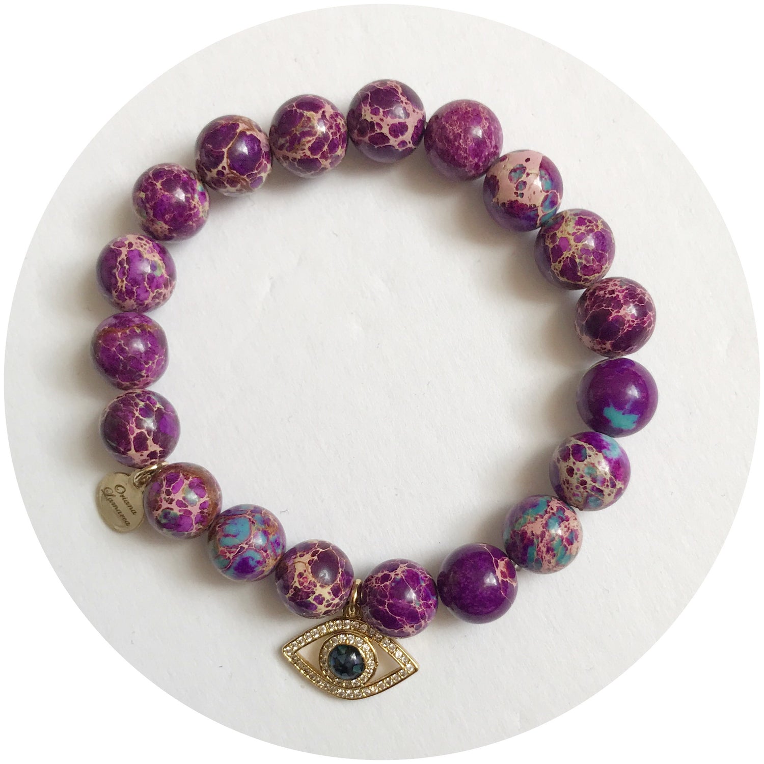 Purple Jasper with Abalone Evil Eye Pendant - Oriana Lamarca LLC