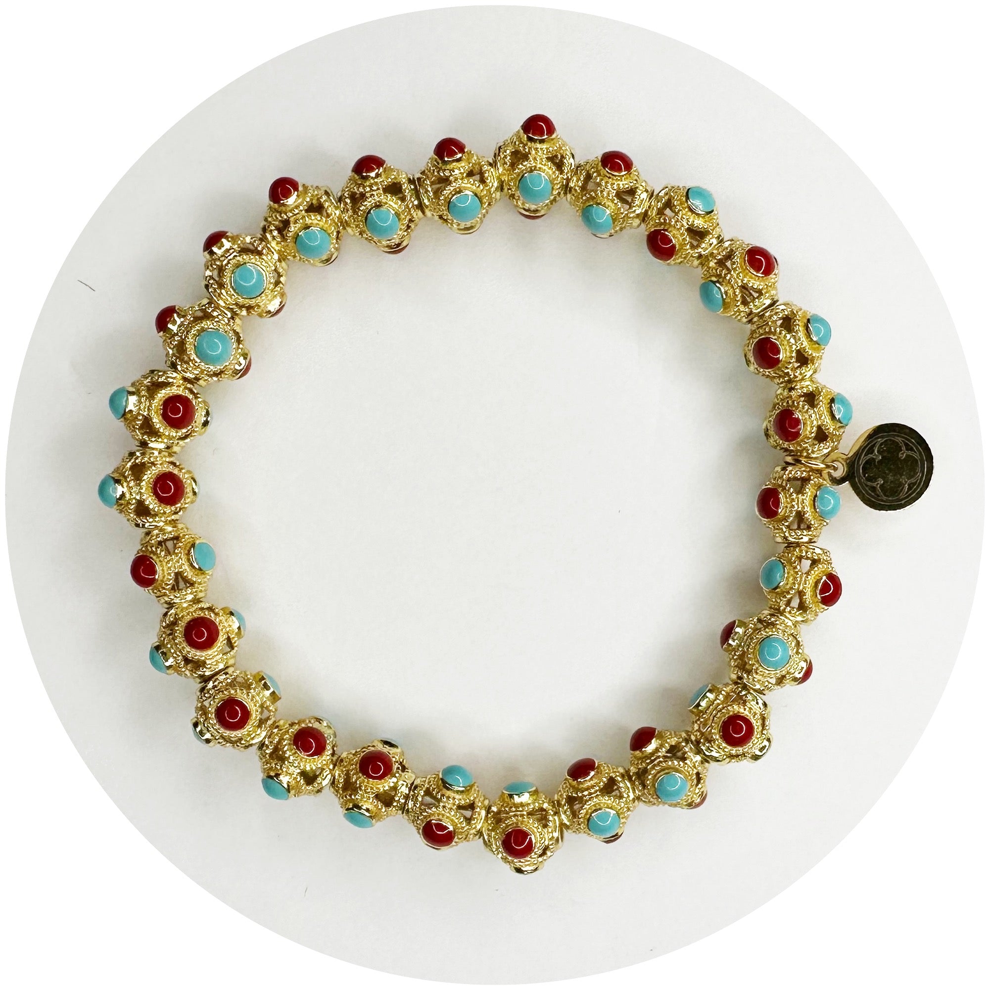 Red/Turquoise Filigree Bracelet