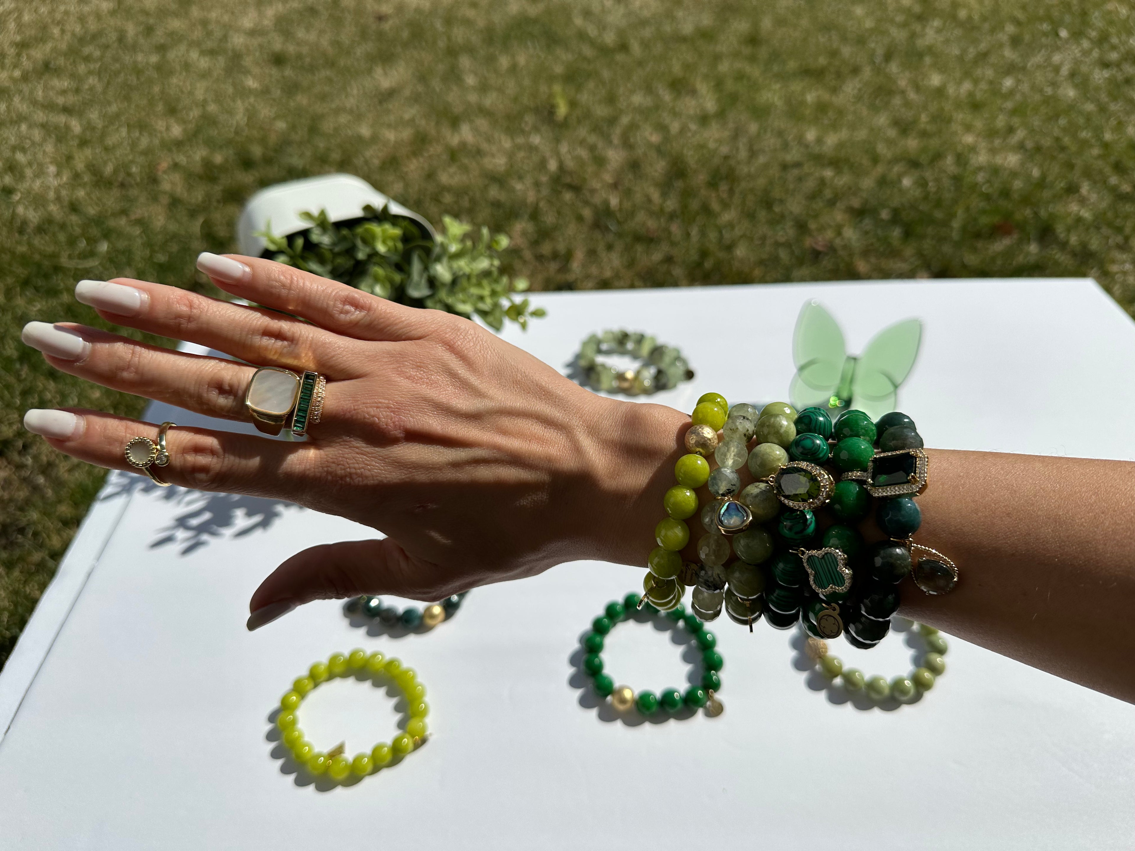 Emerald Baguette Adjustable Ring