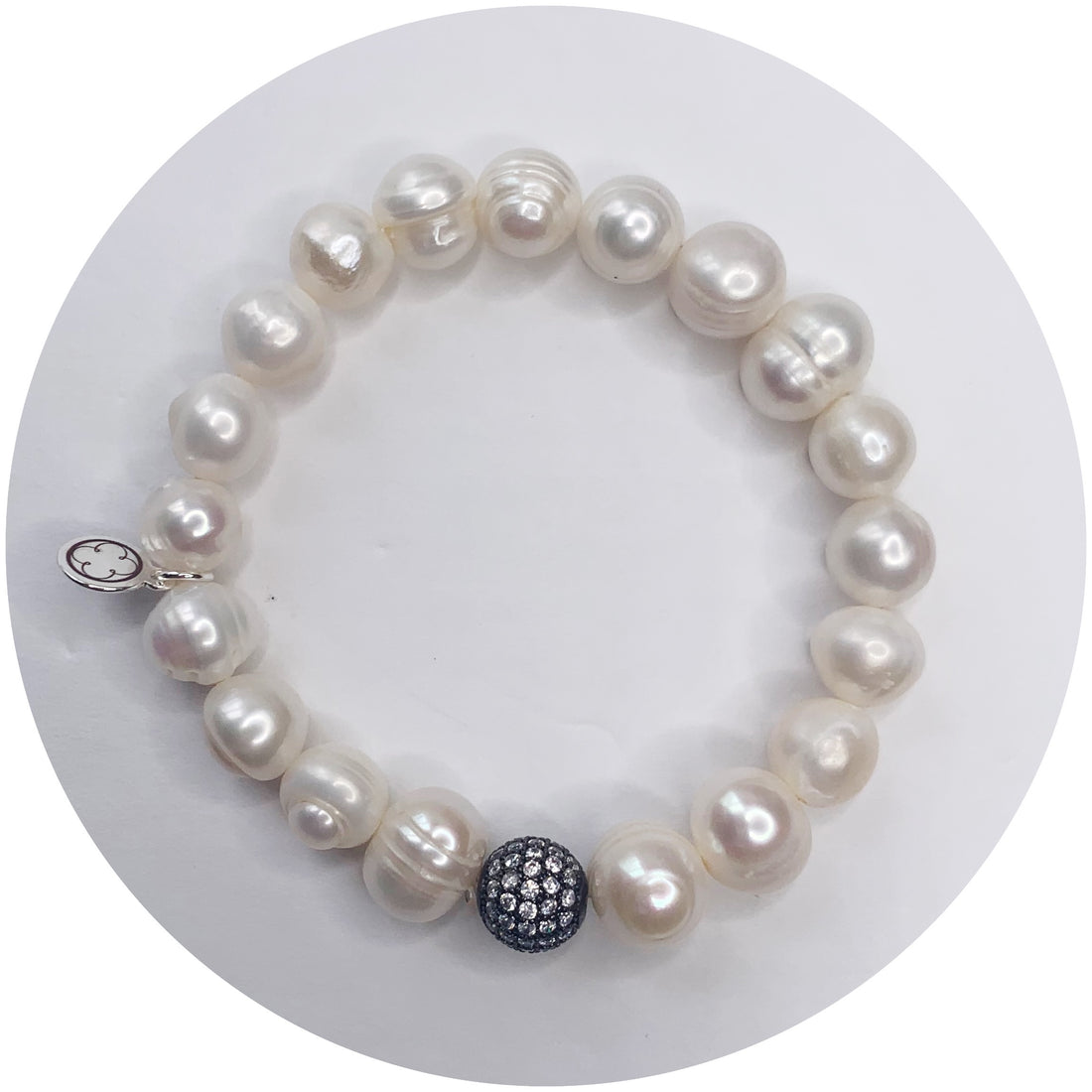 Freshwater Pearls with Gunmetal Pavé Accent