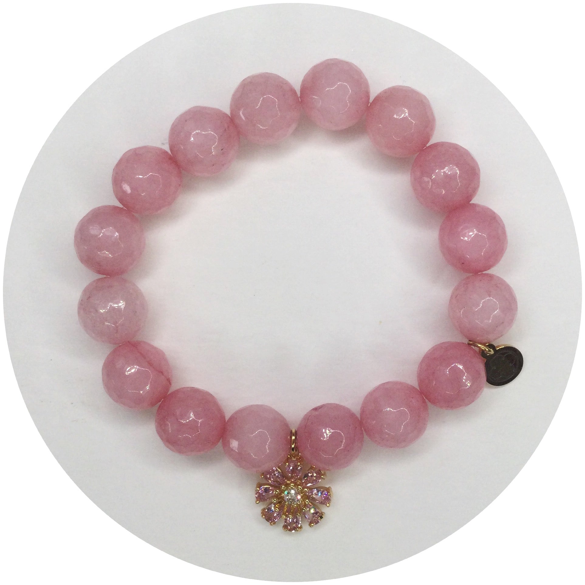 Rose Pink Jade with Pink Daisy Pendant