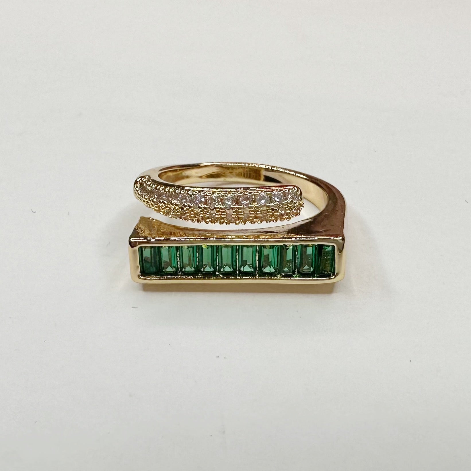 Emerald Baguette Adjustable Ring