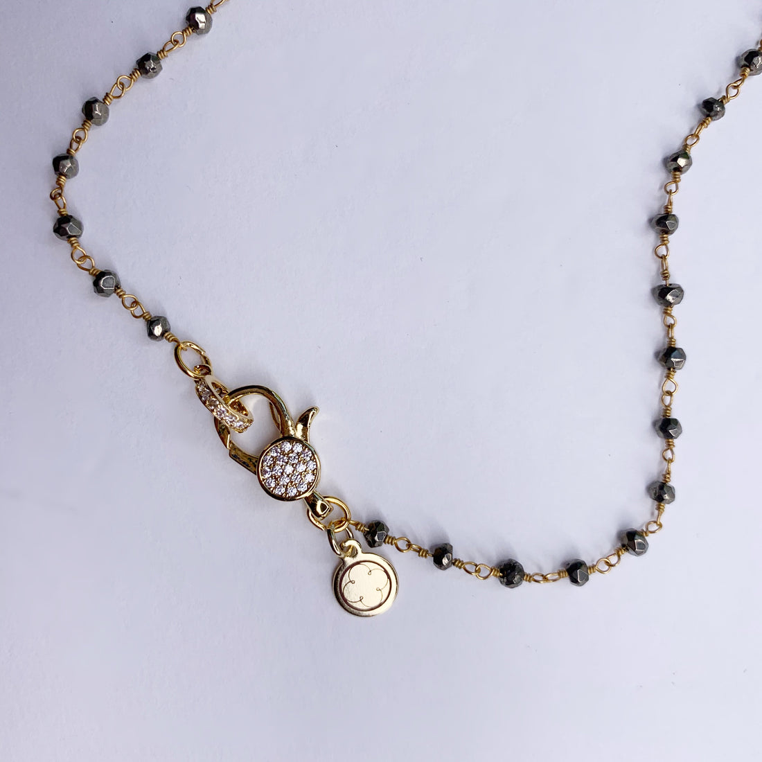 Pyrite Beaded Rosary Necklace