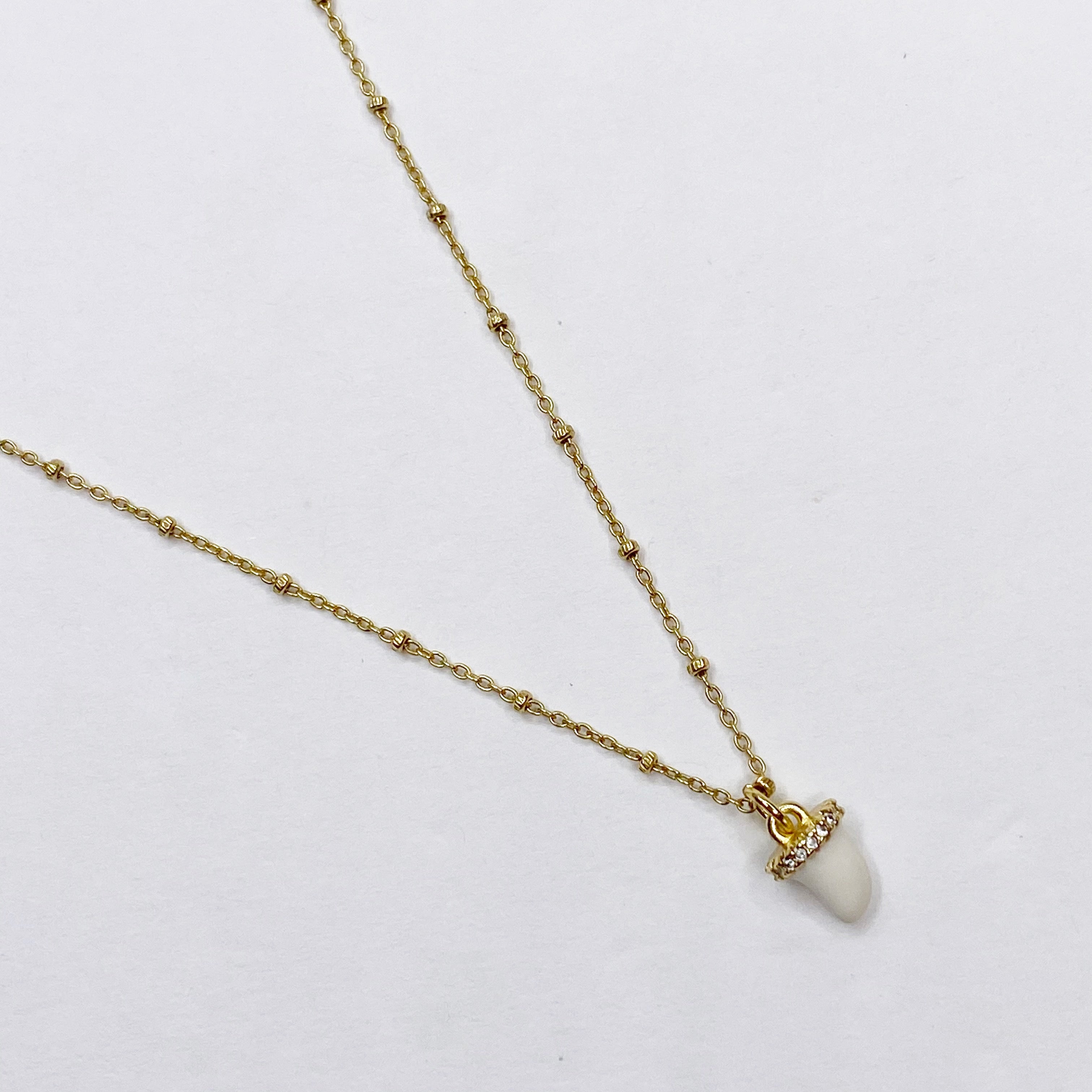 Mini Pavé White Horn Necklace