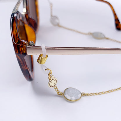 Black Onyx Gold Bezel Glasses Strap