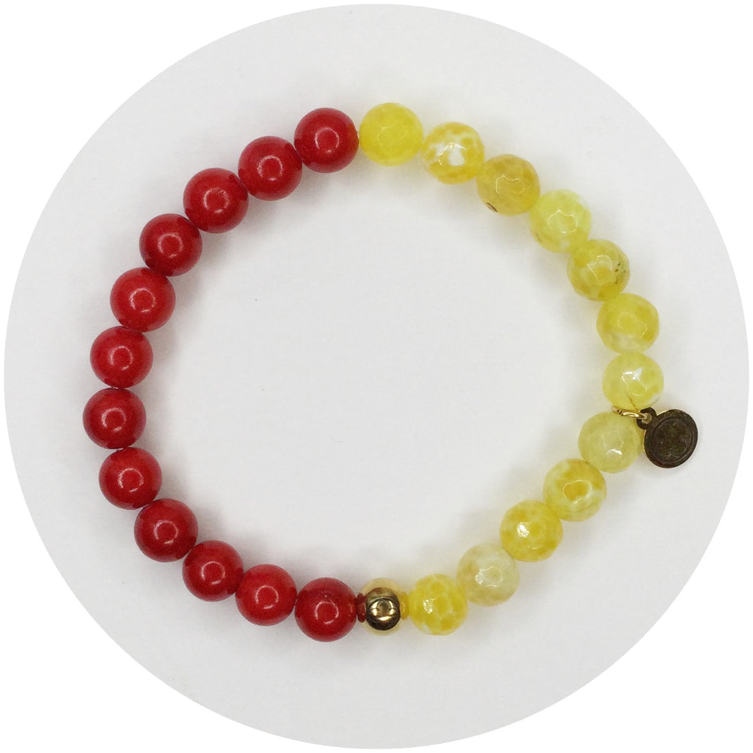Mens Red Riverstone and Yellow Agate