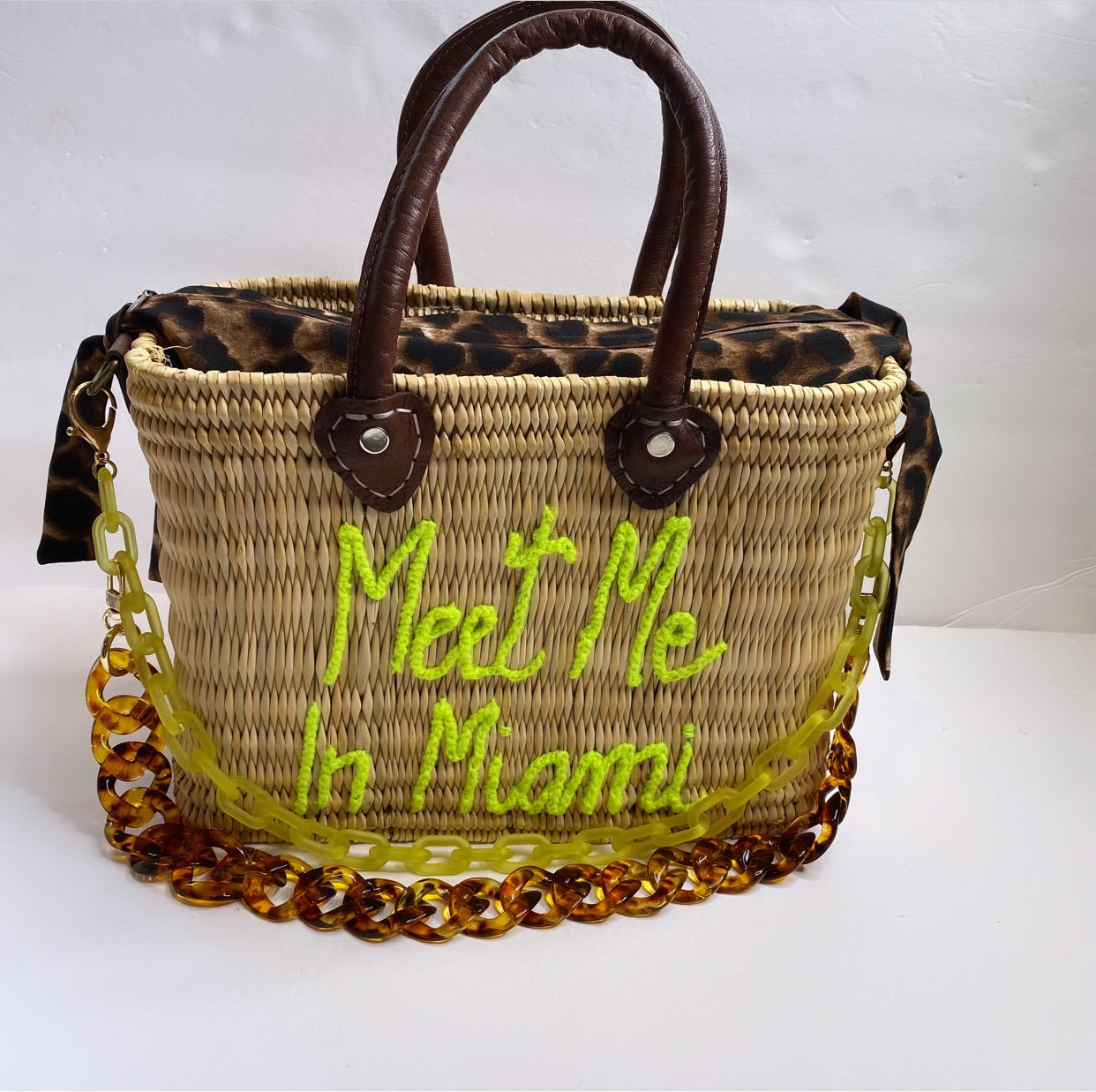 Lilliana Meet Me In Miami Leather Handle Reed Bag
