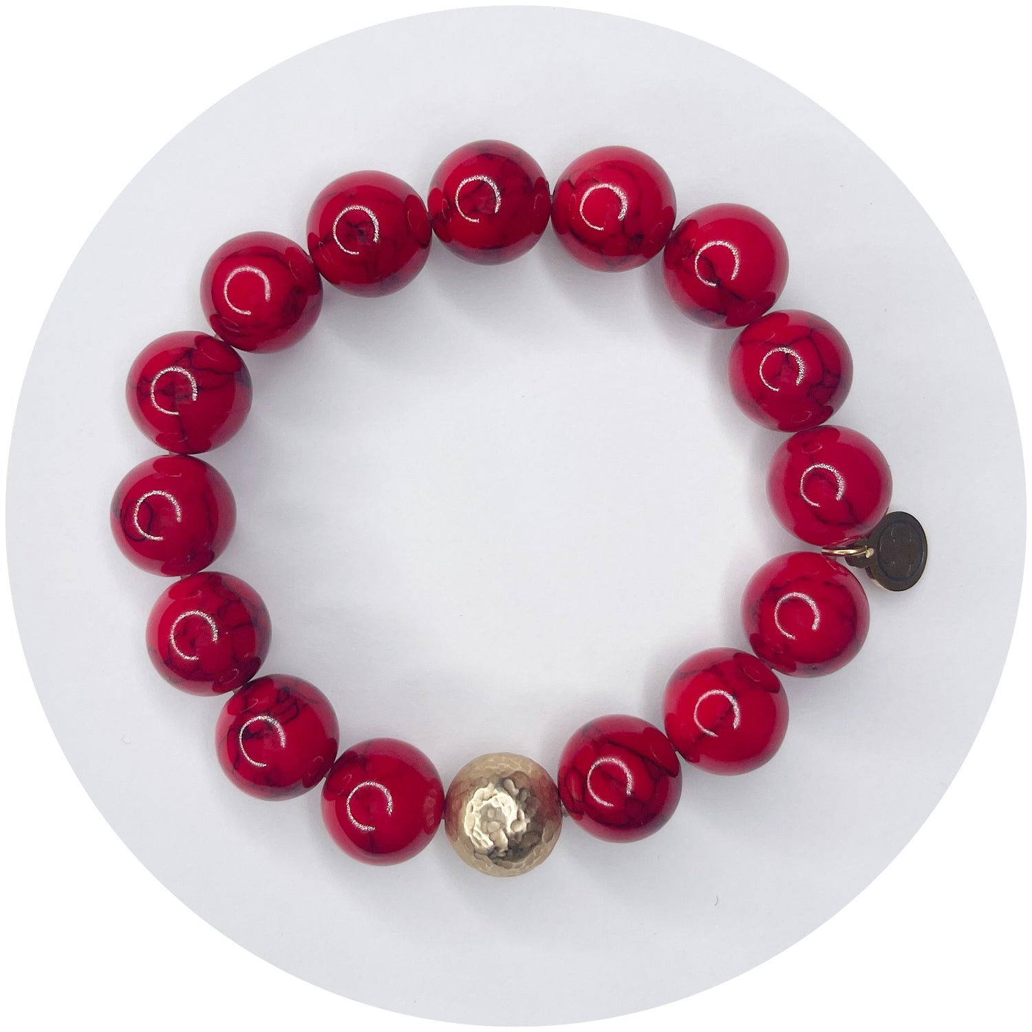 Red Howlite with Hammered Gold Accent