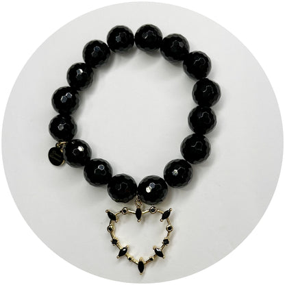 Black Onyx with Black Pavé Heart Pendant