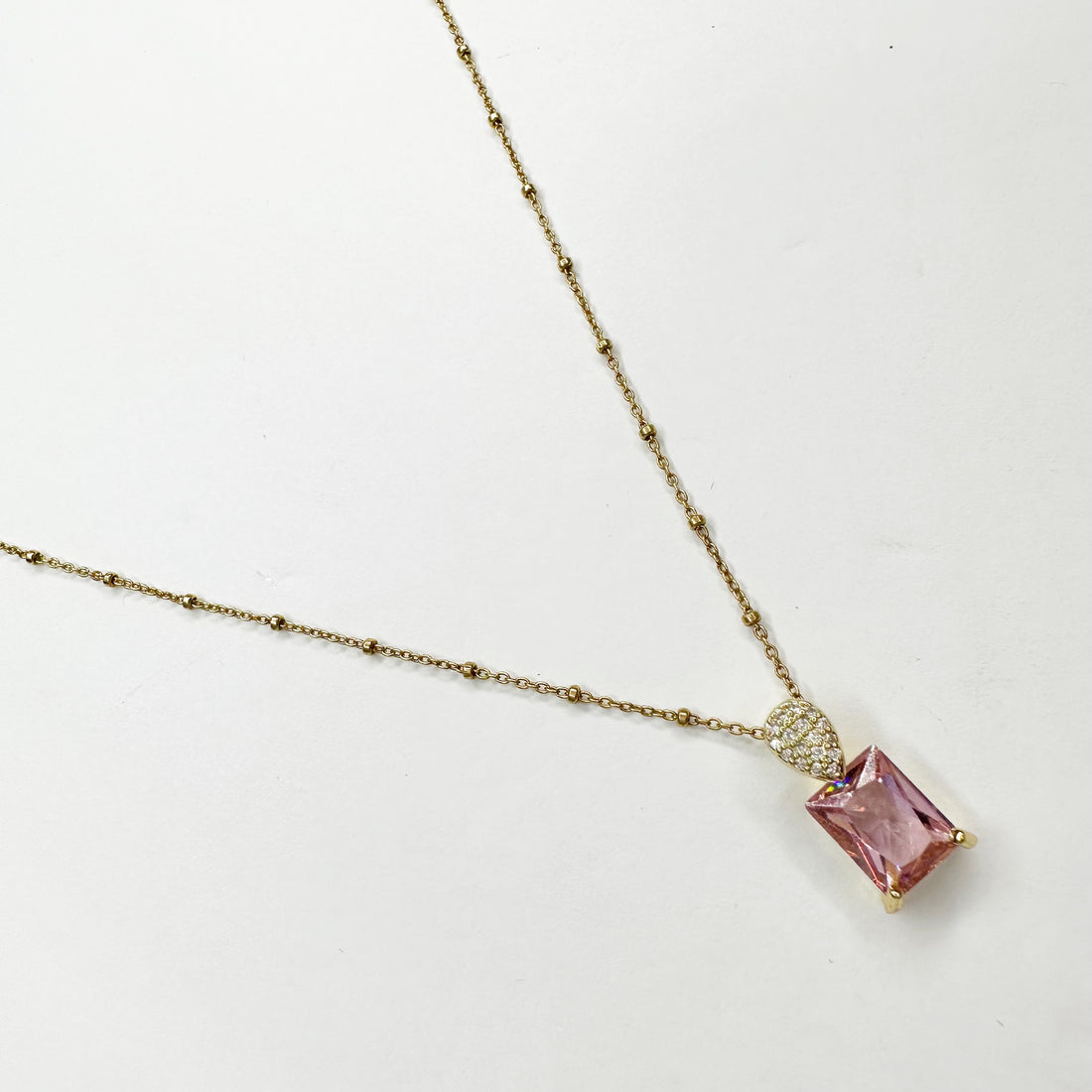 Pink Baguette Necklace