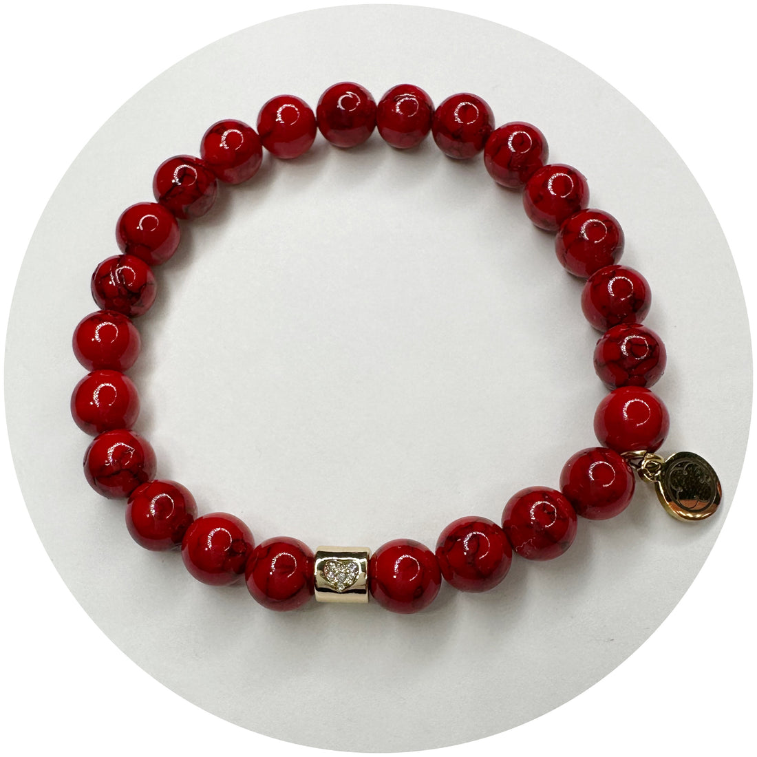 Mens Red Riverstone with Pavé Heart