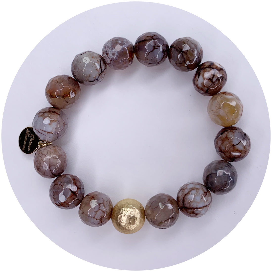 Truffle Agate with Hammered Gold Accent
