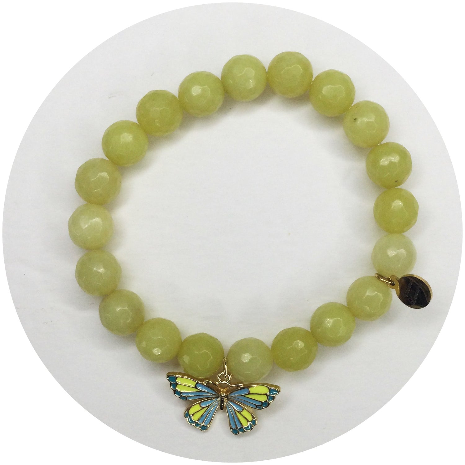 Celery Jade with Enamel Butterfly Pendant