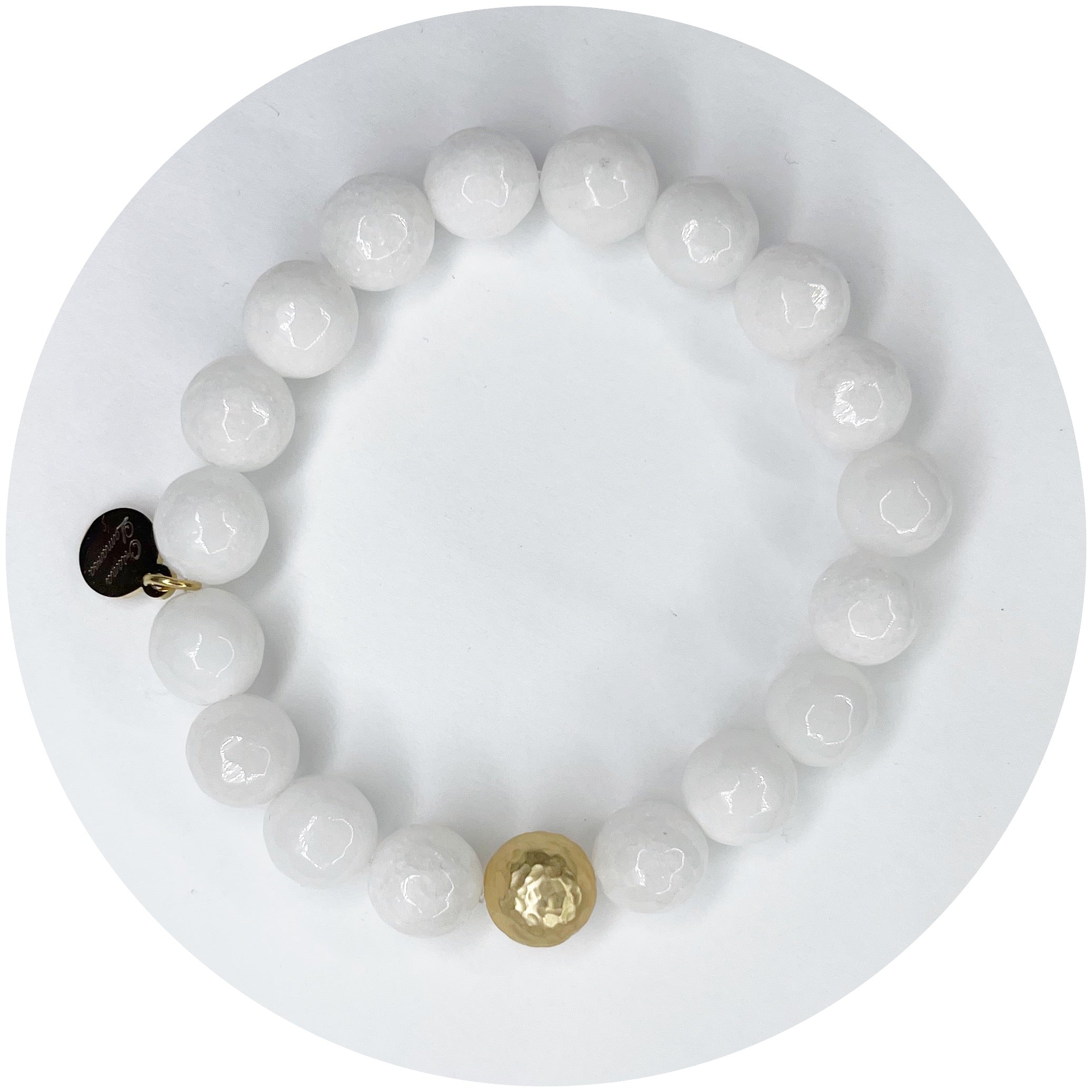White Jade with Hammered Gold Accent