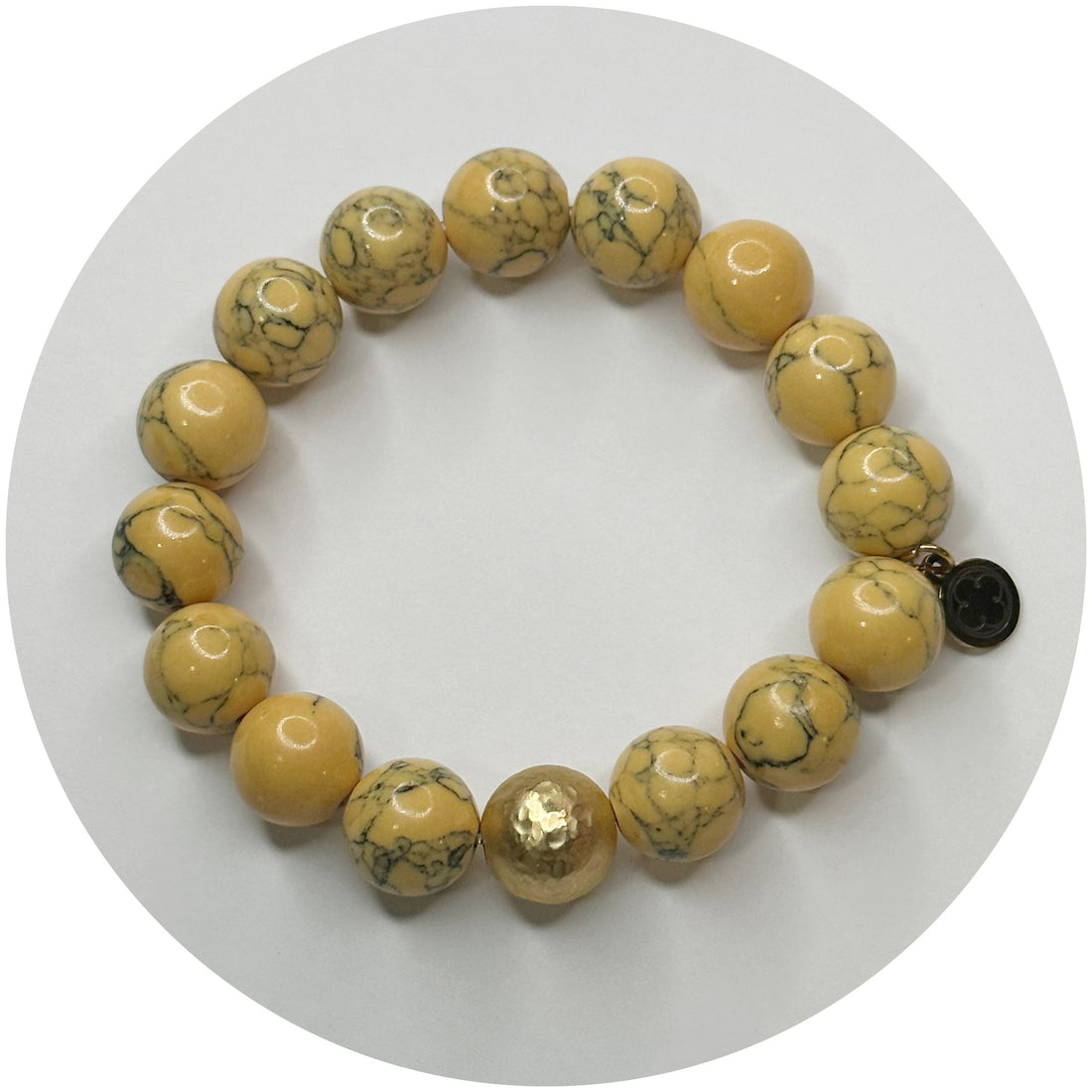 Mellow Yellow Howlite with Hammered Gold Accent