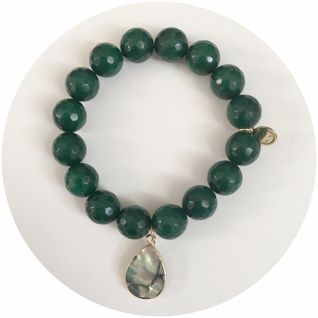 Emerald Green Jade with Abalone Teardrop Pendant - Oriana Lamarca LLC