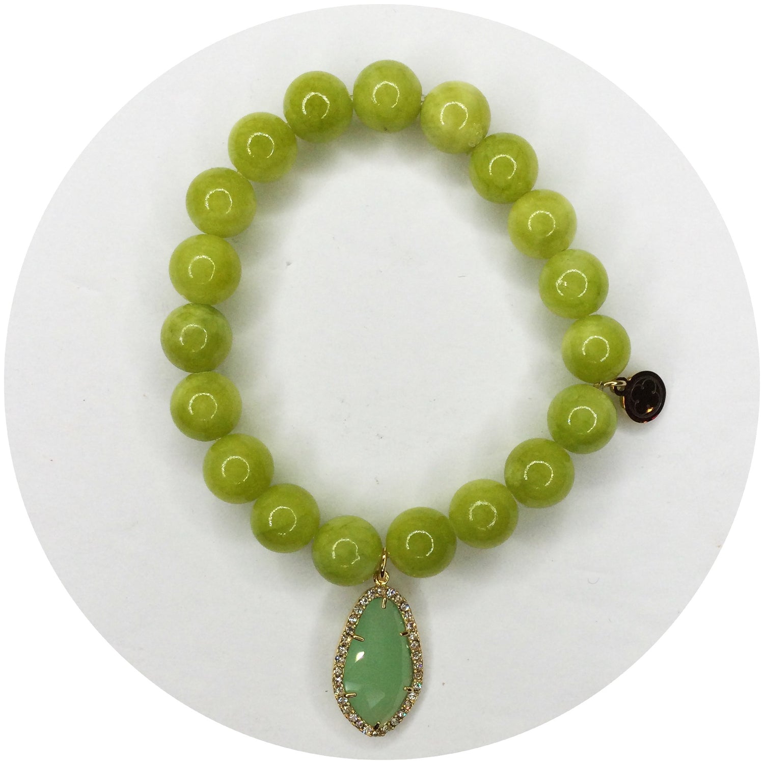 Lime Green Jade with Pavé Green Crystal Point Pendant