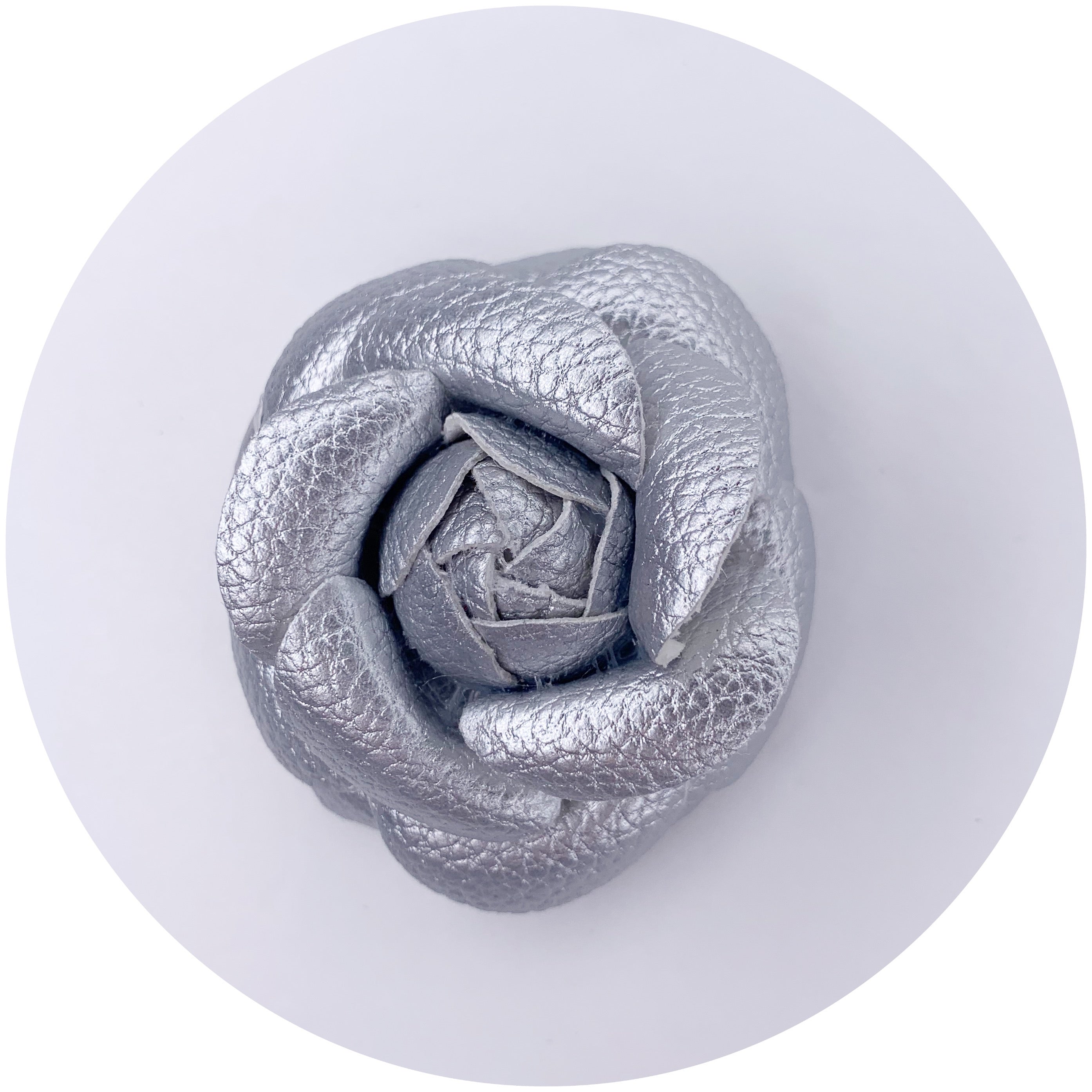 Silver Leather Brooch