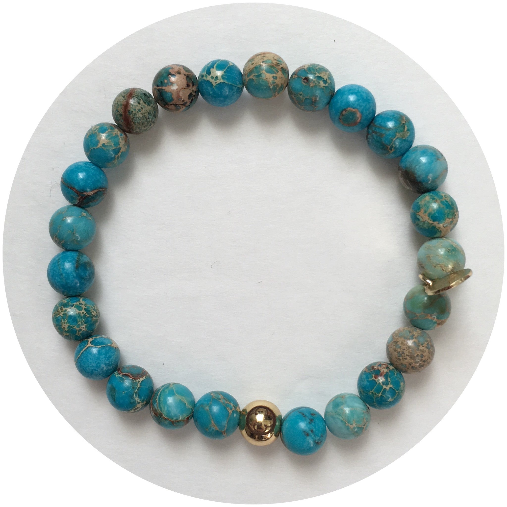 Mens Turquoise Imperial Jasper with Gold Accent - Oriana Lamarca LLC