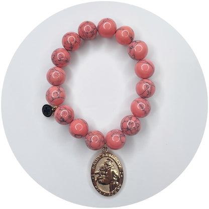 Coral Howlite with St. Anthony Pendant