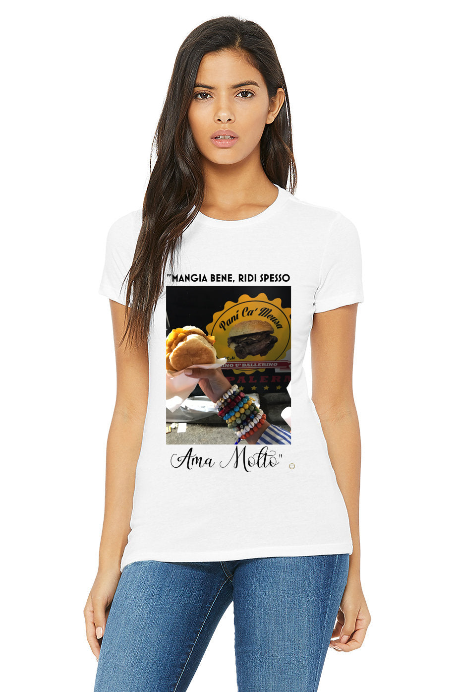 &quot;Mangia Bene, Ridi Spesso Ama Motto&quot; T-Shirt - Oriana Lamarca LLC